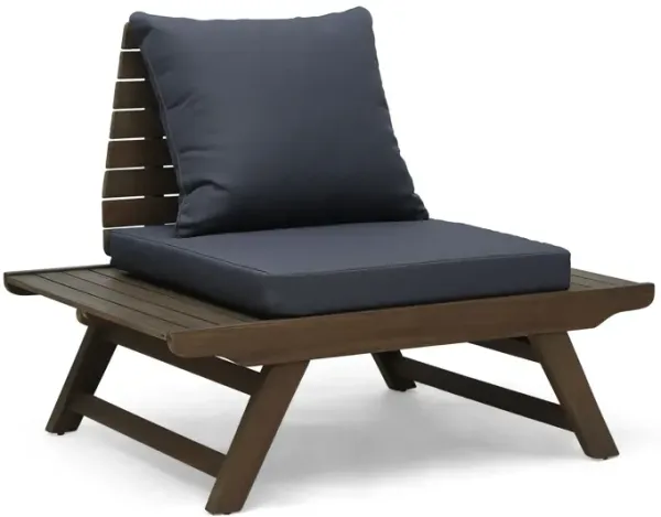 Outdoor Club Chair With Slatted Design And Water Resistance Cushion - Dark Gray