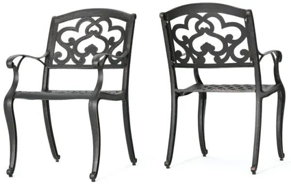 Cast Aluminum Dining Chair With Hand Crafted Details - Copper