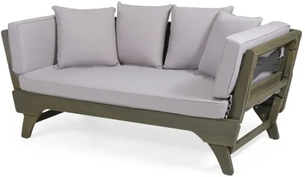 Outdoor Expandable Daybed With Water Resistant Cushion - Gray