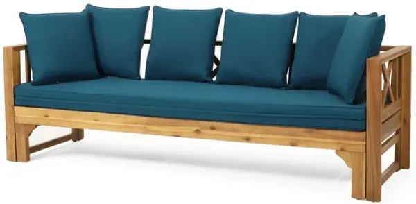 Outdoor Daybed With X-Shaped Panel Backrest And Armrests - Teak
