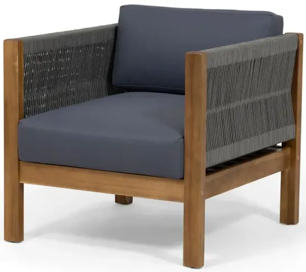 Outdoor Club Chair With Rattan Rope Wave - Dark Gray