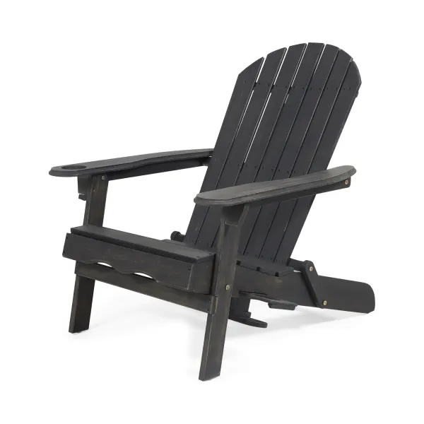 Zenithia - Outdoor Foldable Adirondack Chair With 2 Cup Holders