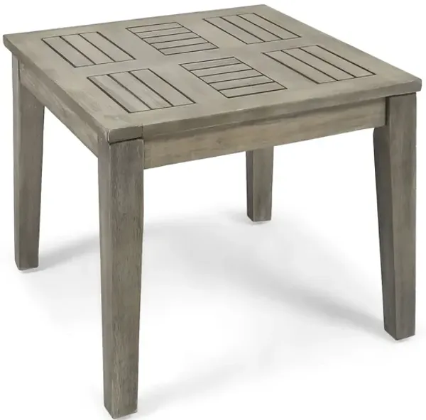 Dexterity - Outdoor Square Side Table With Wood Frame - Gray
