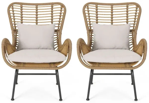 Outdoor Rattan Accent Chair With Metal Legs - Brown