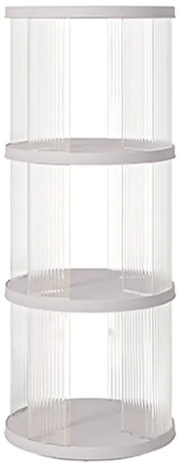 360° Rotating Bookshelf, Small Corner Bookcase, 3 Tier Floor Standing Organizer, Round - Cream White