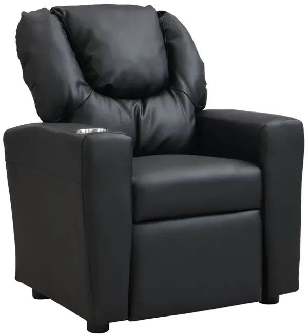 Sally Deluxe Kids Recliner Chair With Cup Holder - Black