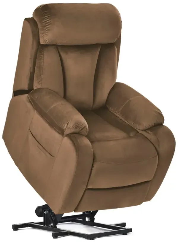 Lift Chair Recliner Power Remote Control Recliner Sofa Relax Soft Chair Anti - Skid Australia Cashmere Fabric Furniture Living Room - Brown
