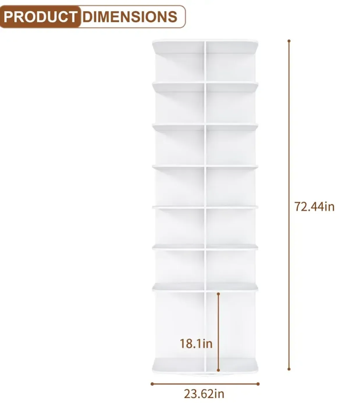 7 Tier Square Rotating Shoe Rack Tower With 360° Spinning Organizer - White