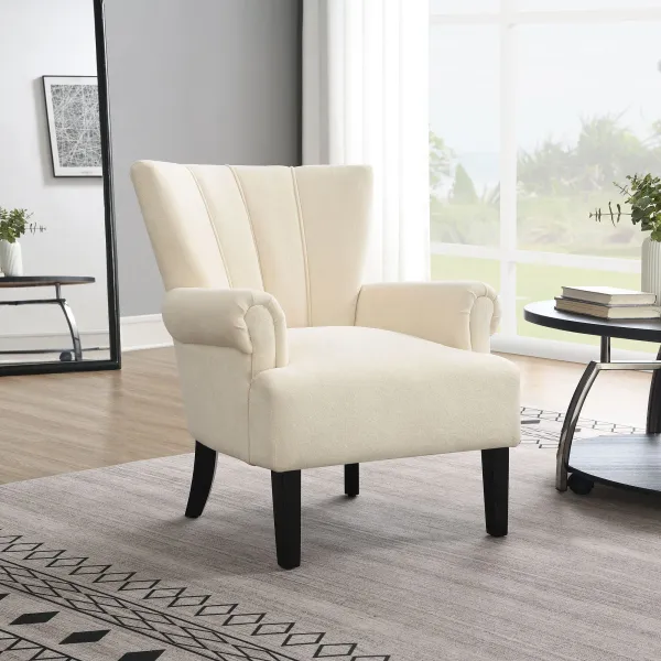 Modern Accent Arm Chair With Channel Back