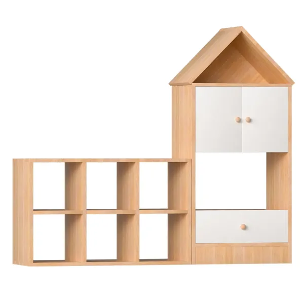 Versatile Children's Bookshelf With House Shaped Design, Multi Functional Storage