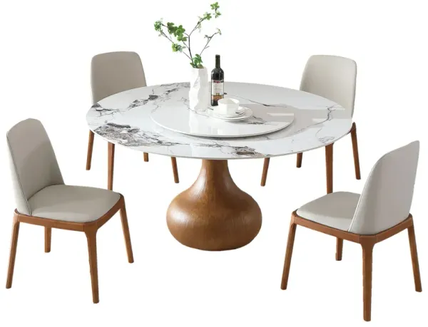 Round Modern Marble Dining Table With Chairs