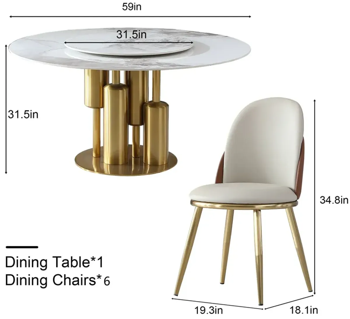 Round Stone Burning Table, Modern Marble Dining Table With Chairs