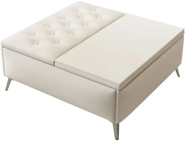 Modern Square Storage Ottoman Coffee Table With Lift-Top Design