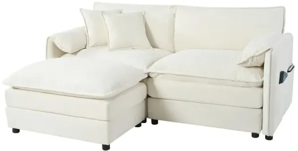 Modern Comfy Deep Seat Modular Sectional Sofa Cloud Couch With Ottoman