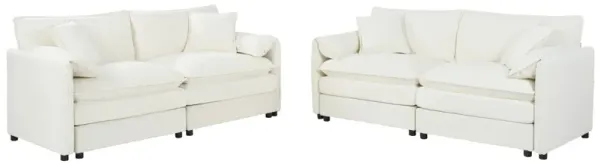 Modern Chenille Oversized Deep Seat Luxury 2 Piece Sofa Set With 4 Pillows