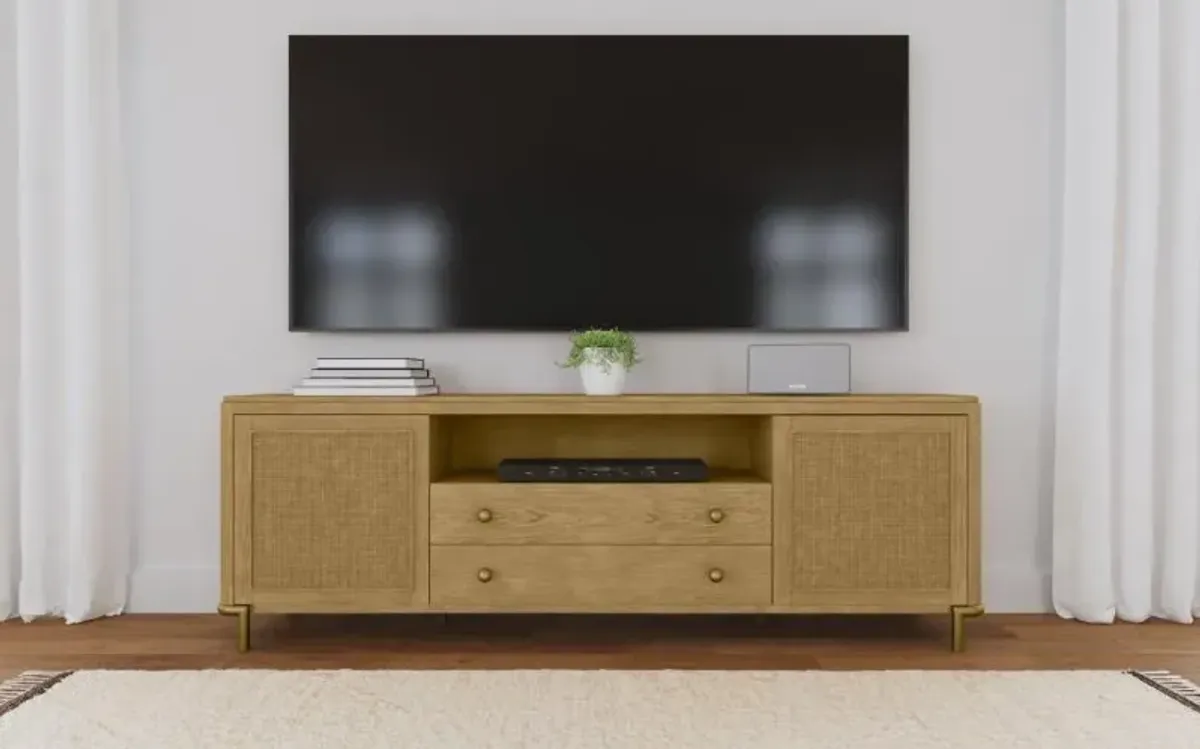 Arini - Rattan Cane 2-Door TV Stand Media Console