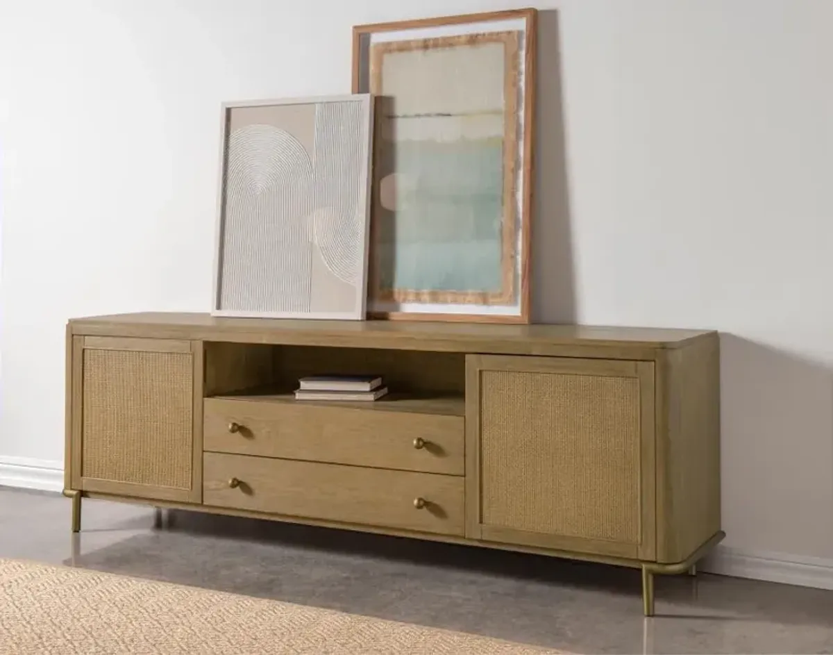 Arini - Rattan Cane 2-Door TV Stand Media Console
