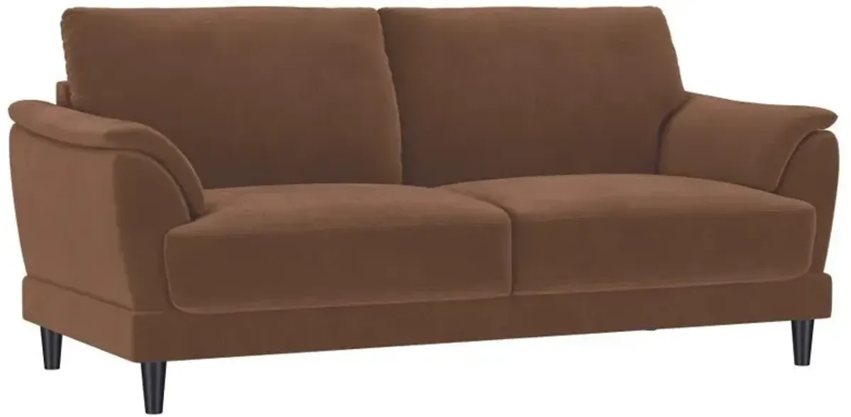 Selma - Velvet Upholstered Crescent Arm Sofa - Rust