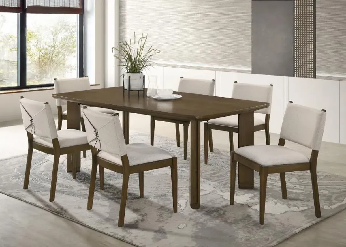 Ottowa - 7 Piece Rectangular Wood Dining Room Table Set - Brown