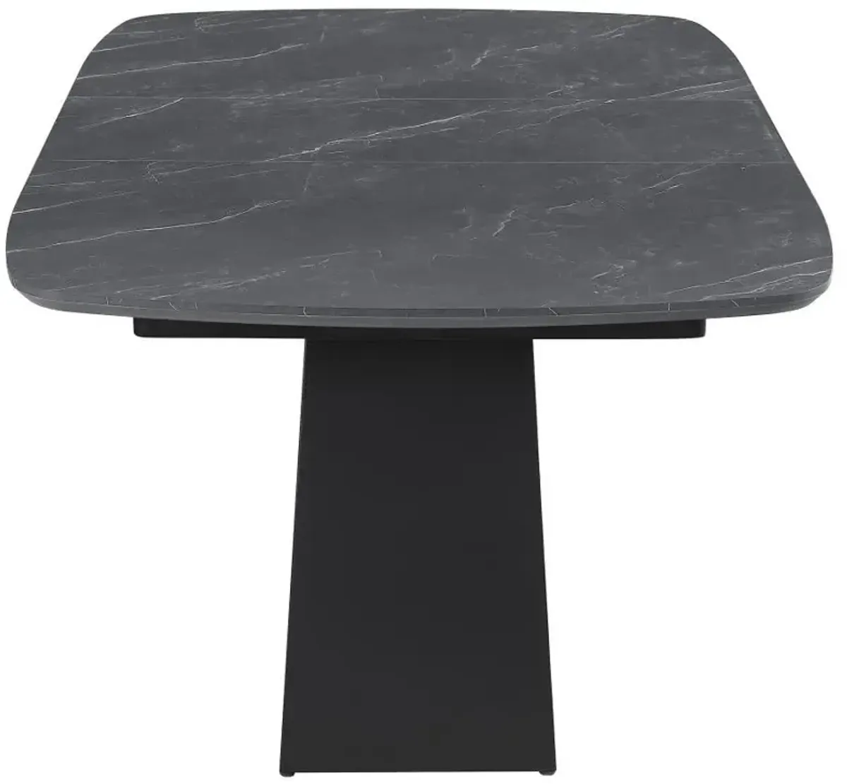 Potero - Faux Marble Extension Leaf Dining Table - Black