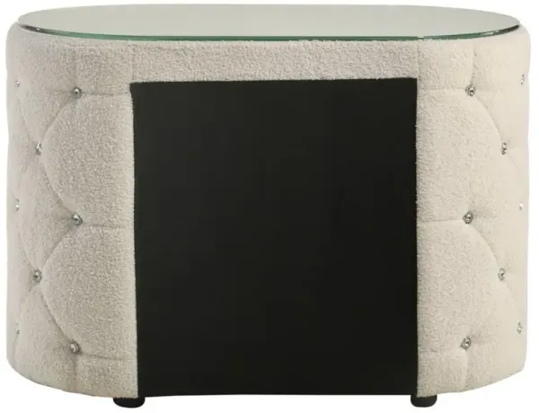 Sonya - 2-Drawer Upholstered Nightstand Bedside Table - Ivory