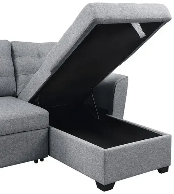 Avery - Sleeper Sectional Sofa With Reversible Storage Chaise - Light Gray