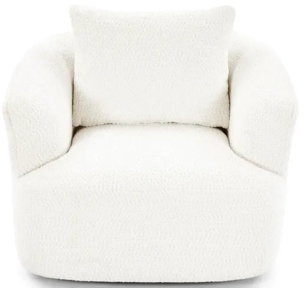 360° Swivel Barrel Sofa Chair With Throw Pillow, Chenille Upholstered Accent Chair