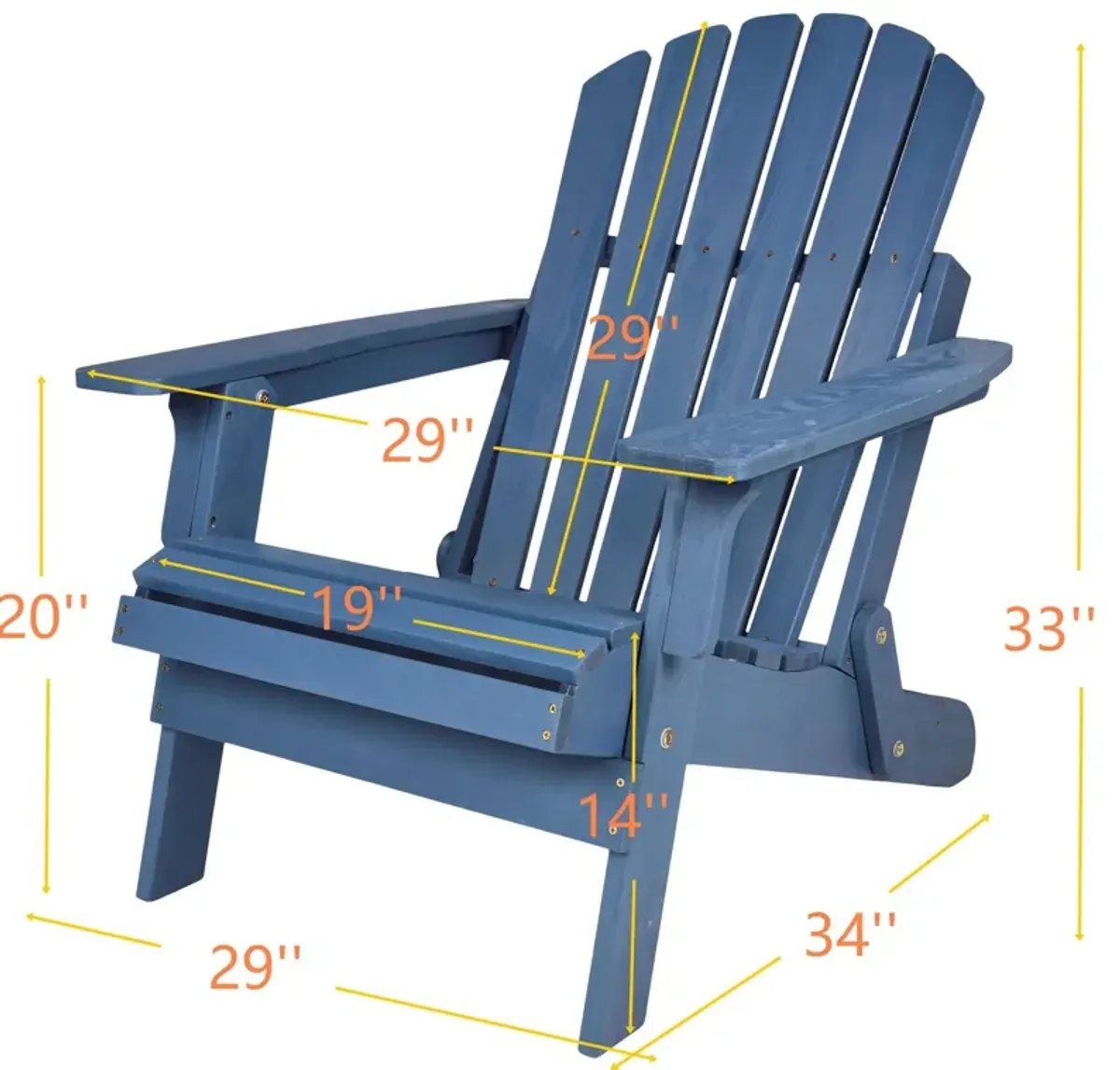 Oversize Outdoor Folding Adirondack Chair, Patio Chair For Garden