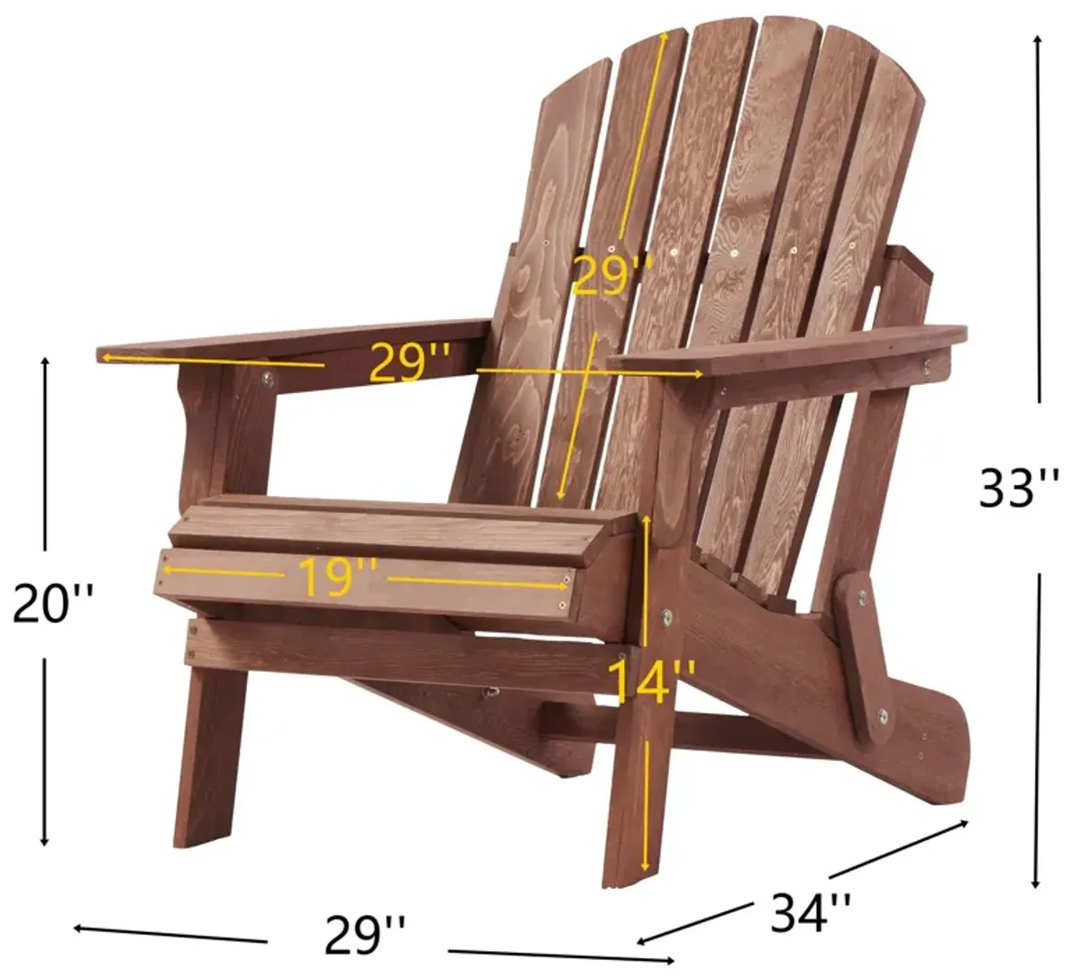Oversize Outdoor Folding Adirondack Chair, Patio Chair For Garden
