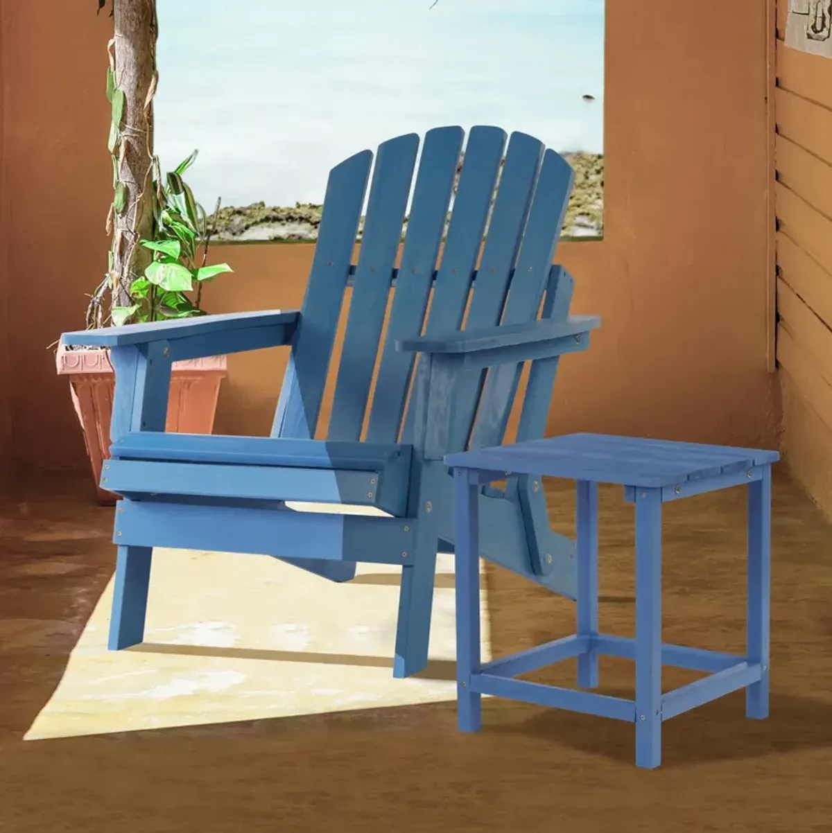 Oversize Outdoor Folding Adirondack Chair, Patio Chair For Garden