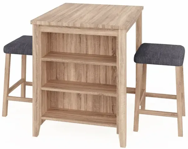 Dawson - 3 Piece Counter Height Table Set - Oak