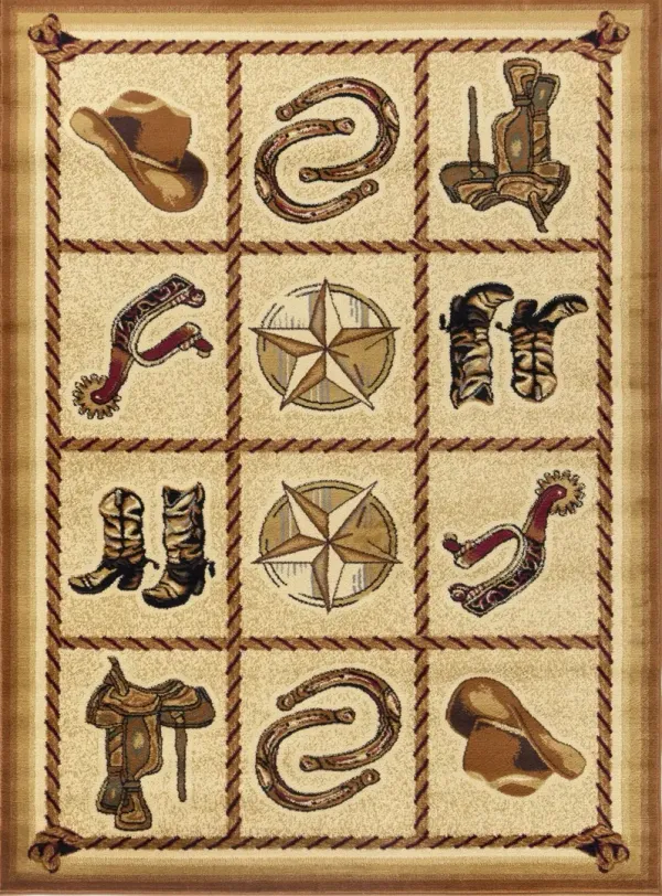 Tribes - 5'3" X 7'3" Southwest Area Rug - Beige