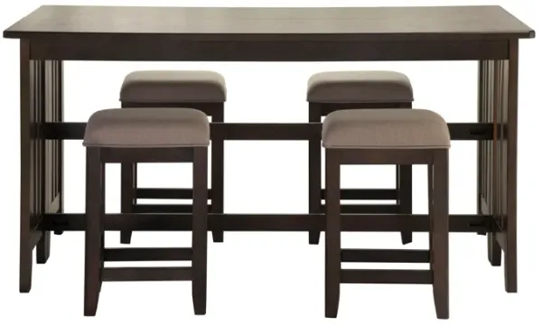 Drop Leaf Table & 4 Stools - Dark Brown