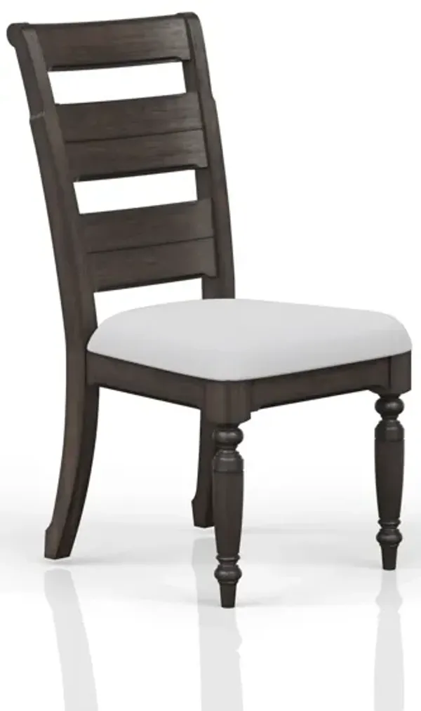 Upholstered Seat Ladderback Side Chair - Coffee