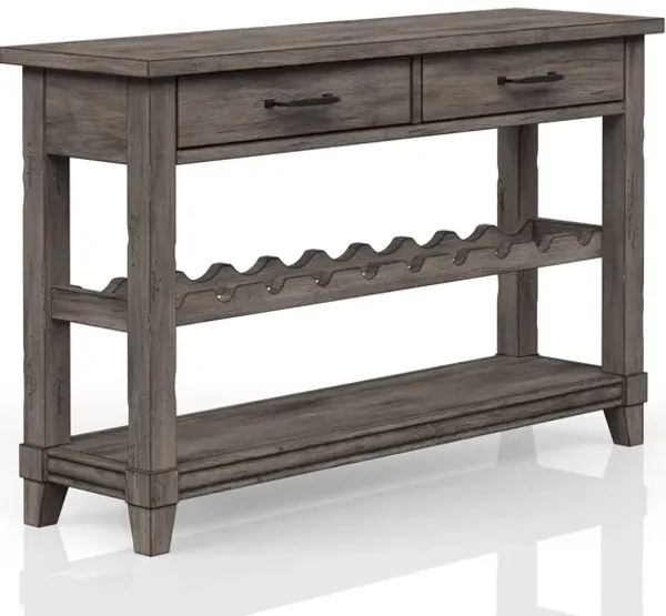 Console Table With Wine Bottle Storage Storage Drawers - Gray