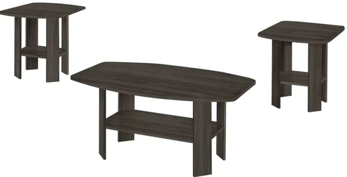 Table Set: Coffee, End, Side, Accent, Living Room, Transitional (Set of 3) - Oak