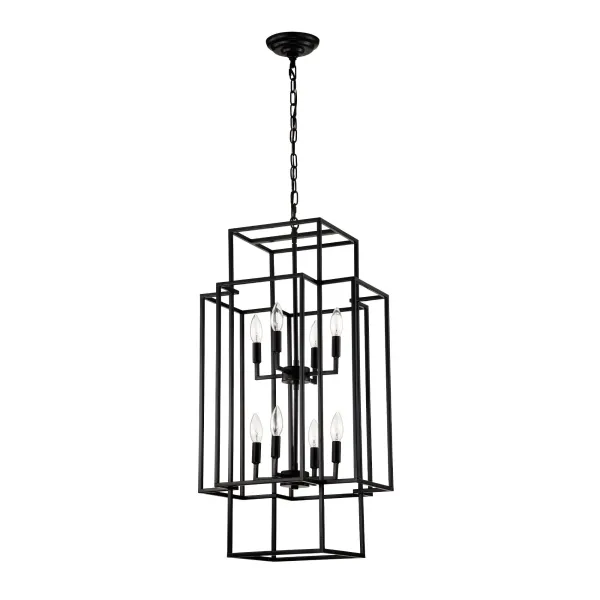 8 Light Lantern Chandelier Lighting, Entryway Chandeliers For High Ceilings, Chandeliers For Dining Room, Foyer, Entry, Staircase, Hallway, Height Adjustable (E12 Bulbs Not Included)