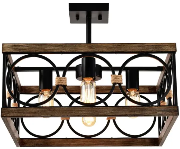 Kitchen Island Lights Ceiling Light Farmhouse Dining Room Light Fixture, Wood And Metal Rectangular Ceiling Light, Ceiling Lighting For Living Room, Conference Room, Home Office