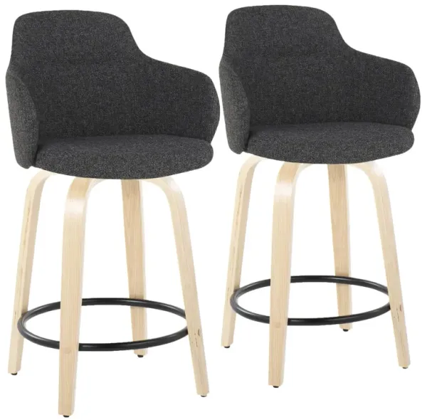 Boyne - Contemporary Fixed Height Counter Stool With Swivel (Set of 2) Round Footrest