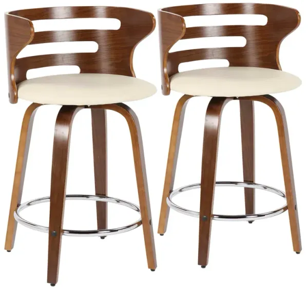 Cosini - Mid Century Modern Fixed Height Counter Stool With Footrest With Swivel (Set of 2)