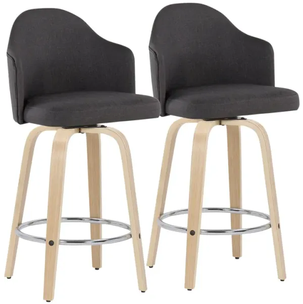 Ahoy - Mid Century Modern Fixed Height Counter Stool With Round Footrest (Set of 2)