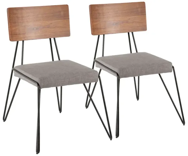 Loft - Mid-Century Modern Chair (Set of 2) - Black / Gray / Walnut