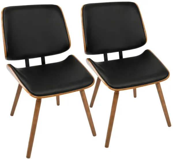 Lombardi - Mid-Century Modern Dining / Chair (Set of 2) - Walnut / Black