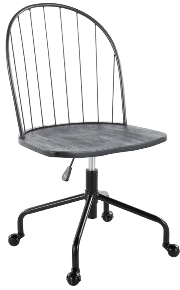 Riley - Farmhouse Adjustable High Back Office Chair - Black