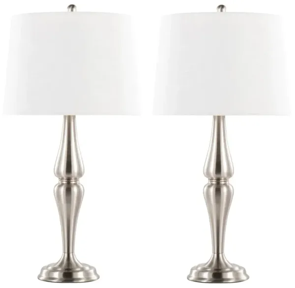 Sawyer - Contemporary Table Lamp (Set of 2) - Nickel / White