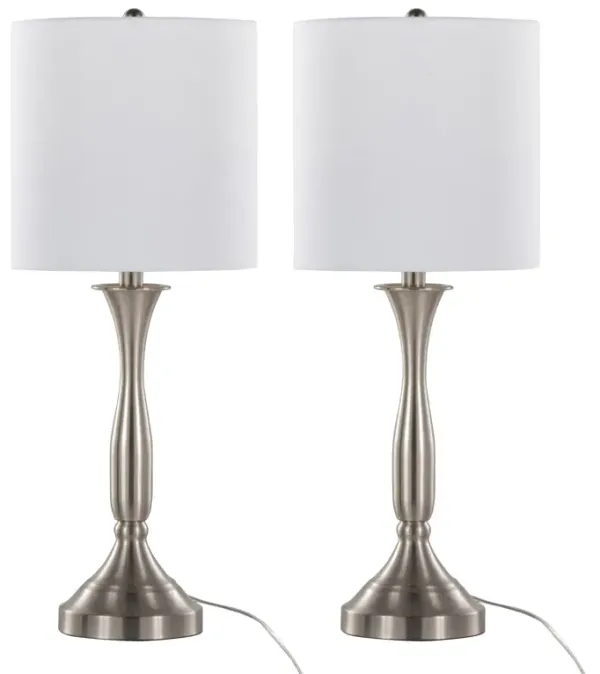 Sawyer - Contemporary Table Lamp (Set of 2) Built In USB Port - Nickel / White