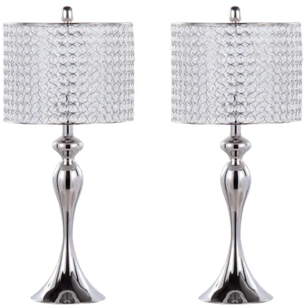 Ashland - Contemporary Table Lamp Round Clear Crystal Beads (Set of 2) - Polished Nickel