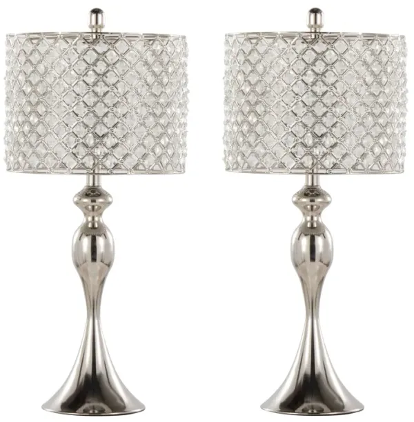 Ashland - Contemporary Table Lamp Square Clear Crystal (Set of 2) - Polished Nickel