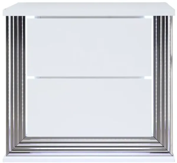 Moon - Smooth Nightstand With LED - White