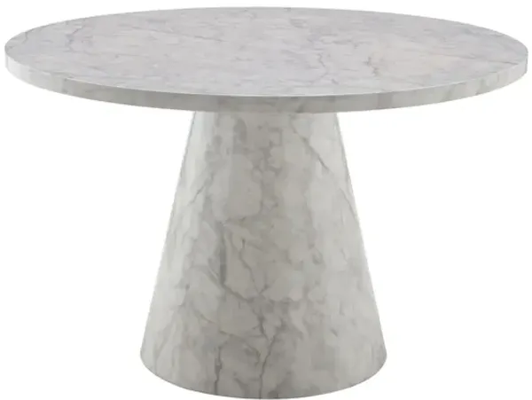 Kacey - Natural Engineered Stone Round Dining Table - Stone Gray